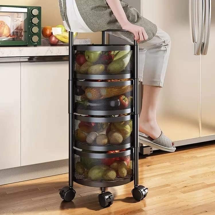 4 Layers Round Kitchen Rack & Rotating Shelf